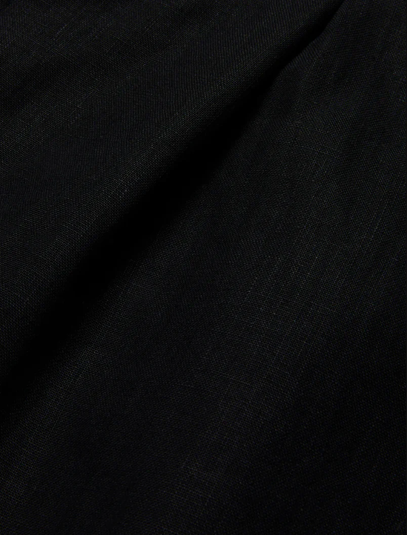 Drawstring Washed Linen Short in Black - Image 5