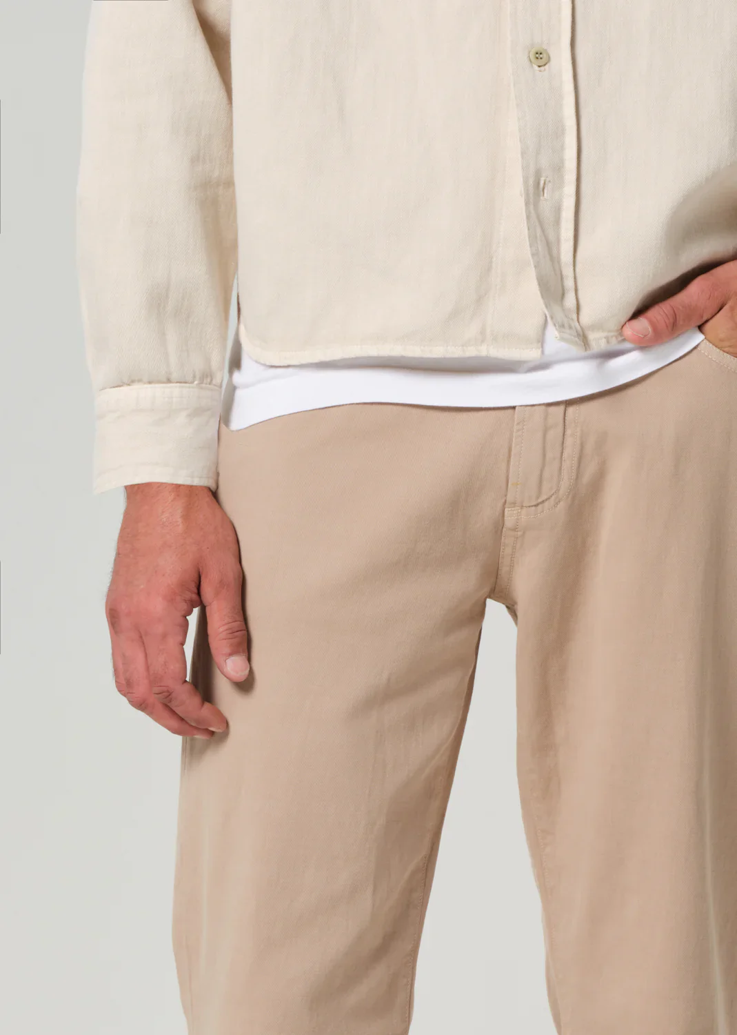 Elijah Jeans in Stretch linen Dark Khaki - Image 2