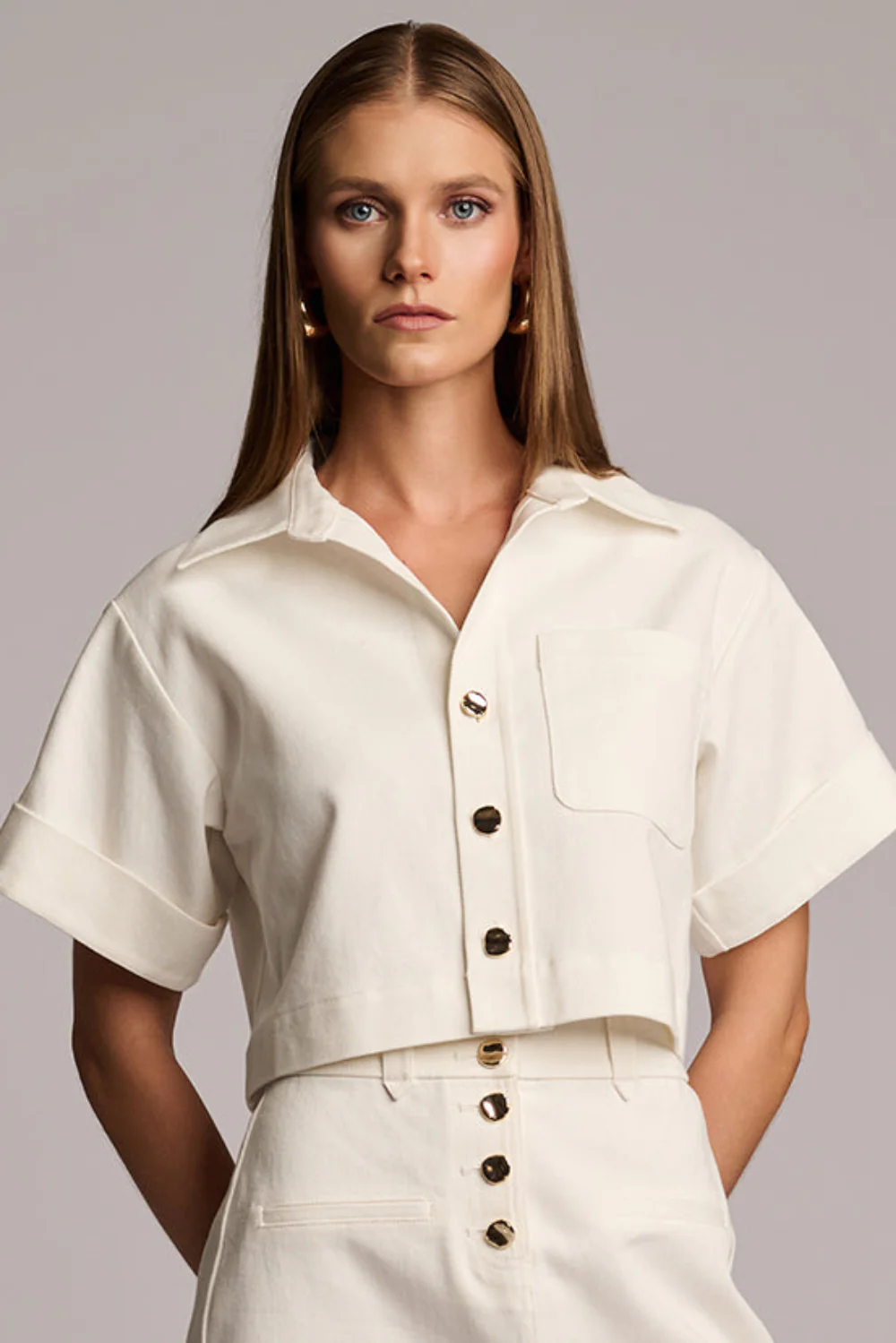 ELLISON TOP IN TWILL  - WHITE - Image 2