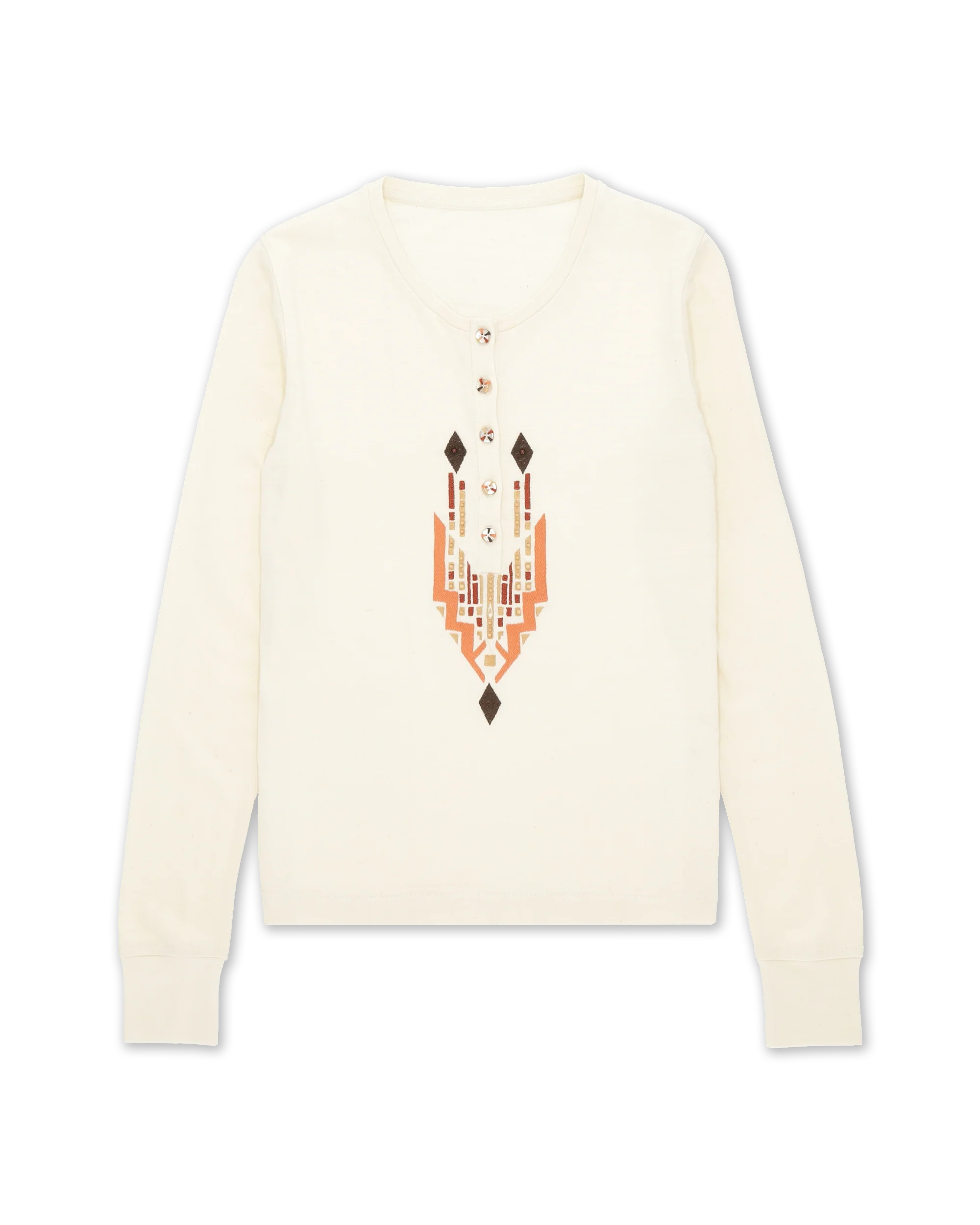 Embroidered Cotton LS T-Shirt Milk (Final Sale) - Image 2