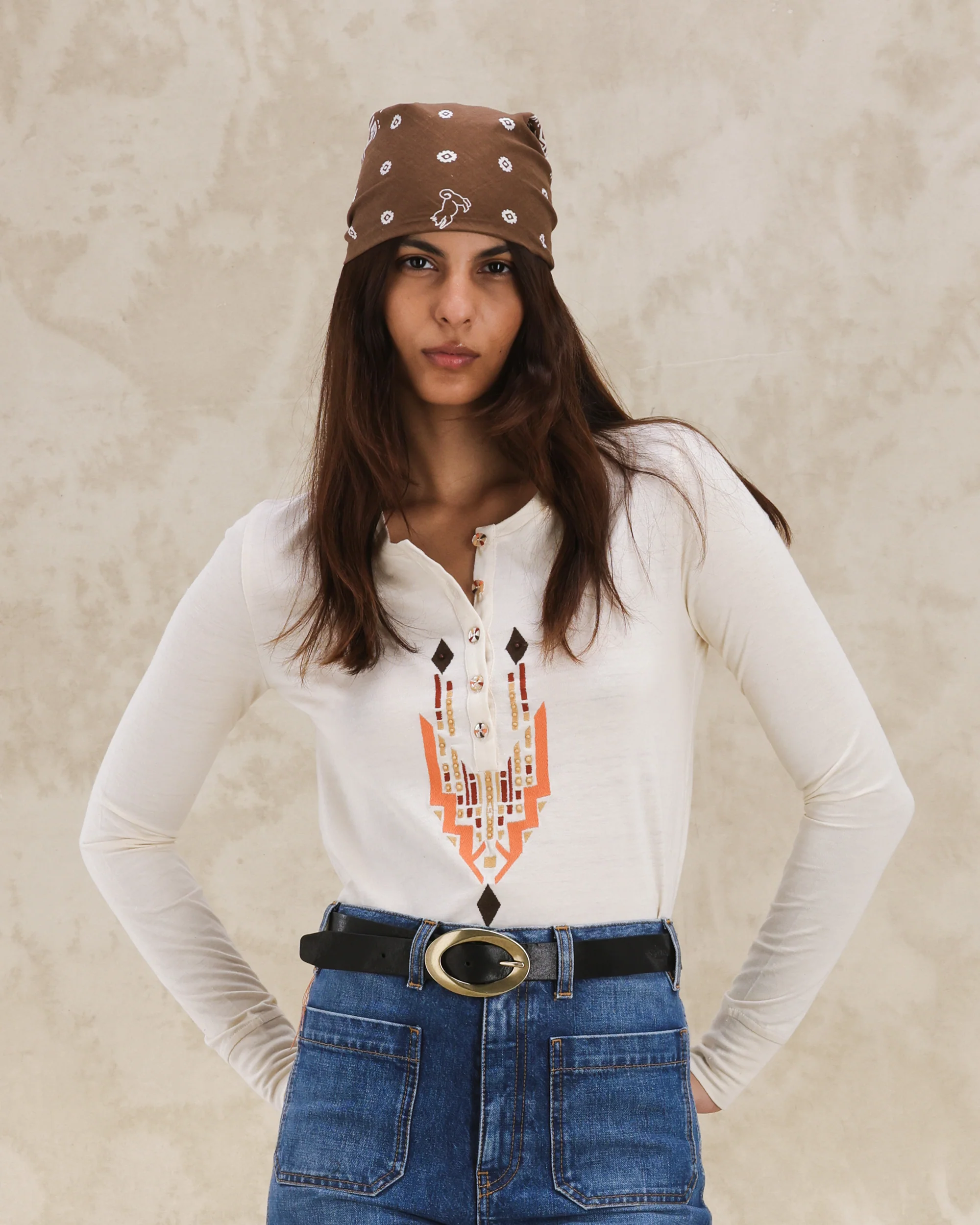 Embroidered Cotton LS T-Shirt Milk (Final Sale) - Image 5