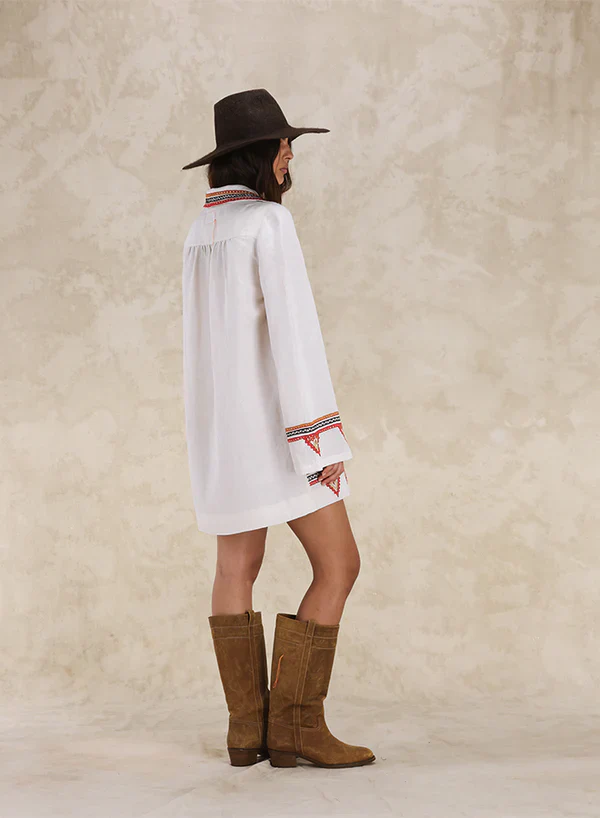 Embroidered Short Dress Off White (Final Sale) - Image 2