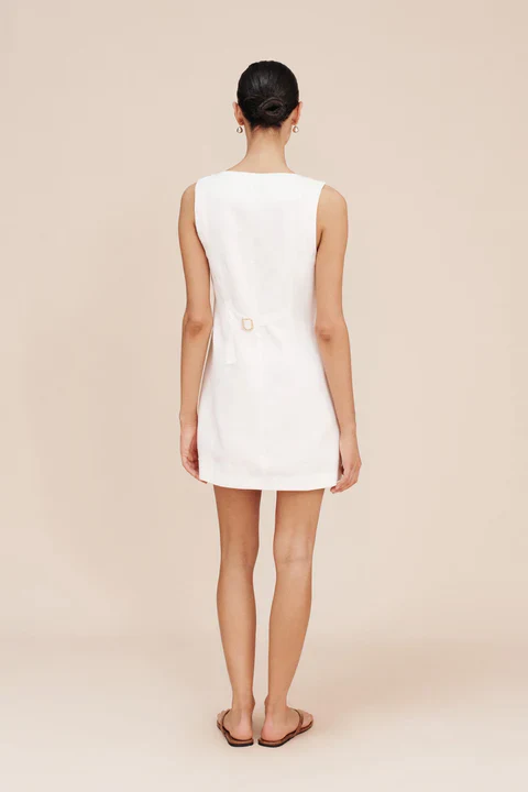 Emma Button Down Mini Dress Ivory - Image 3