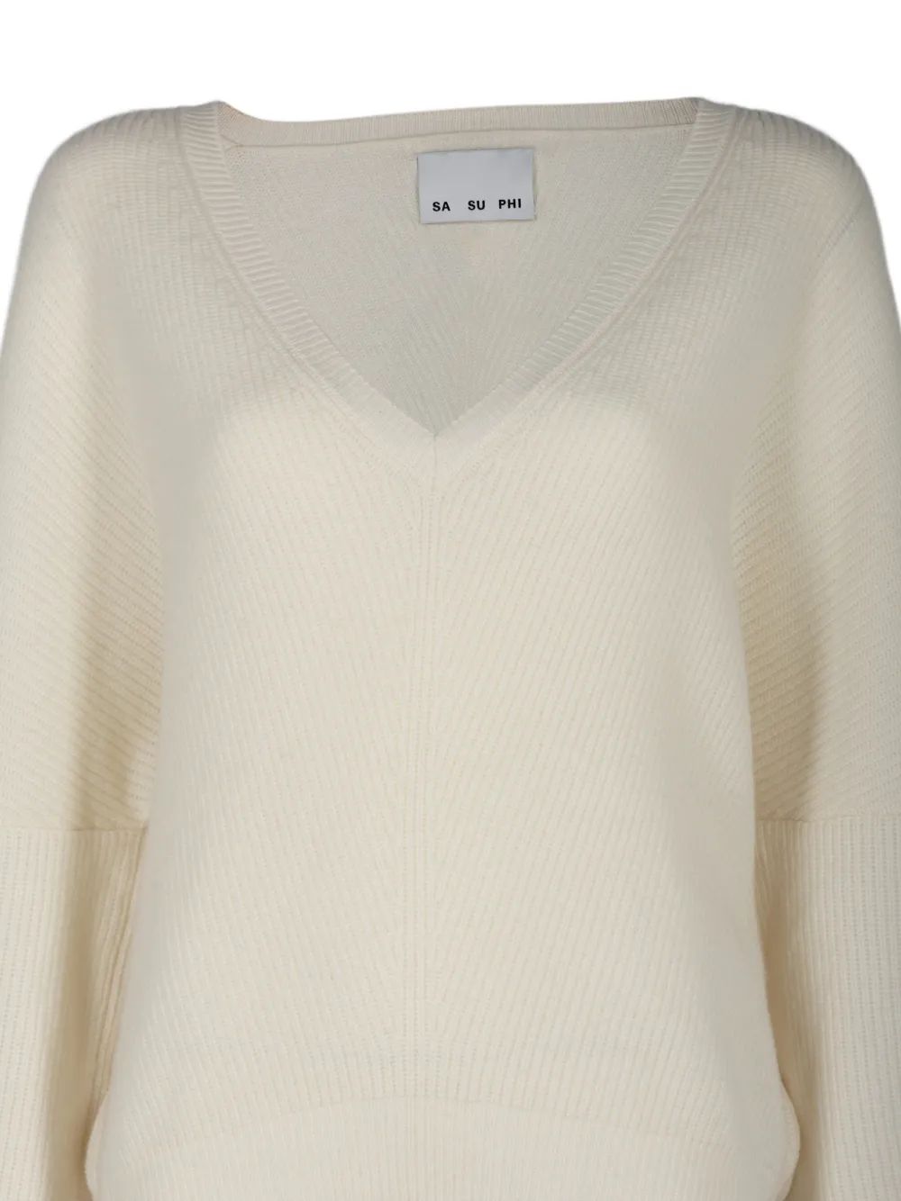 English Ribbed V Neck Sweater Ivory - Image 3