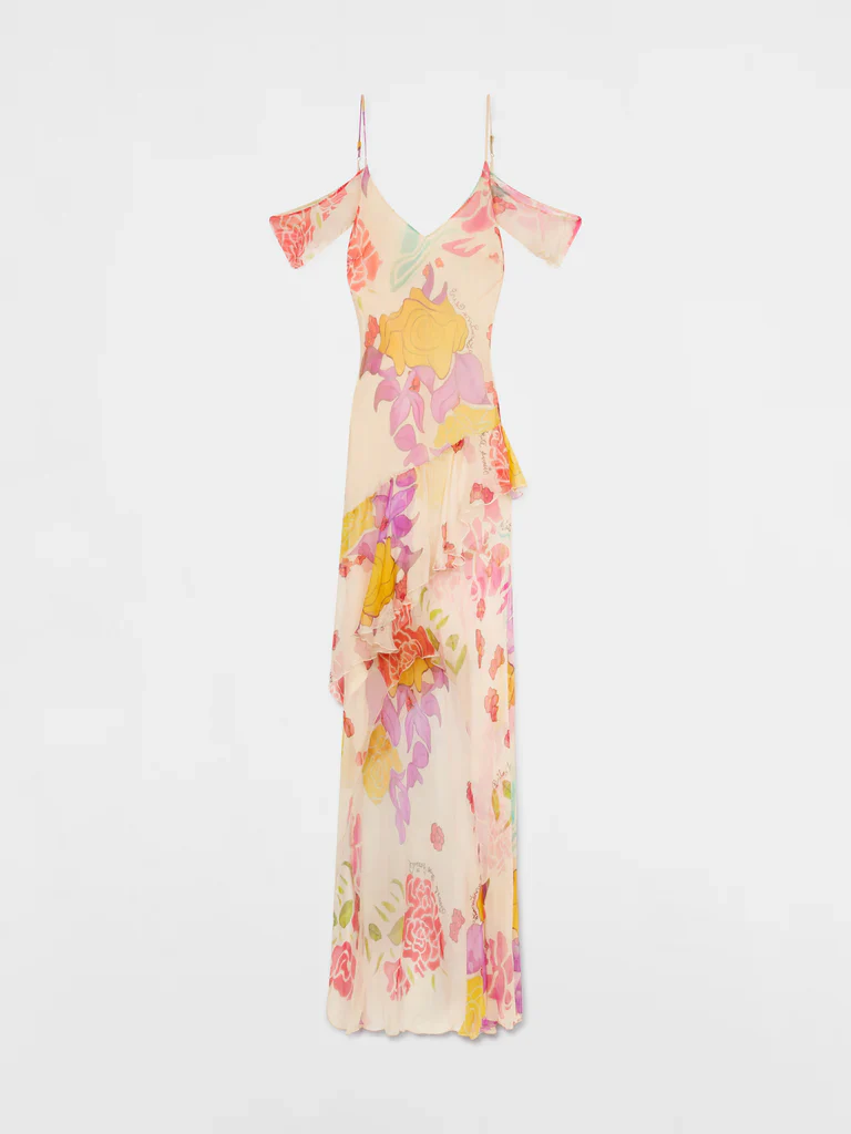 Flores Silk Chiffon Long Dress - Image 3