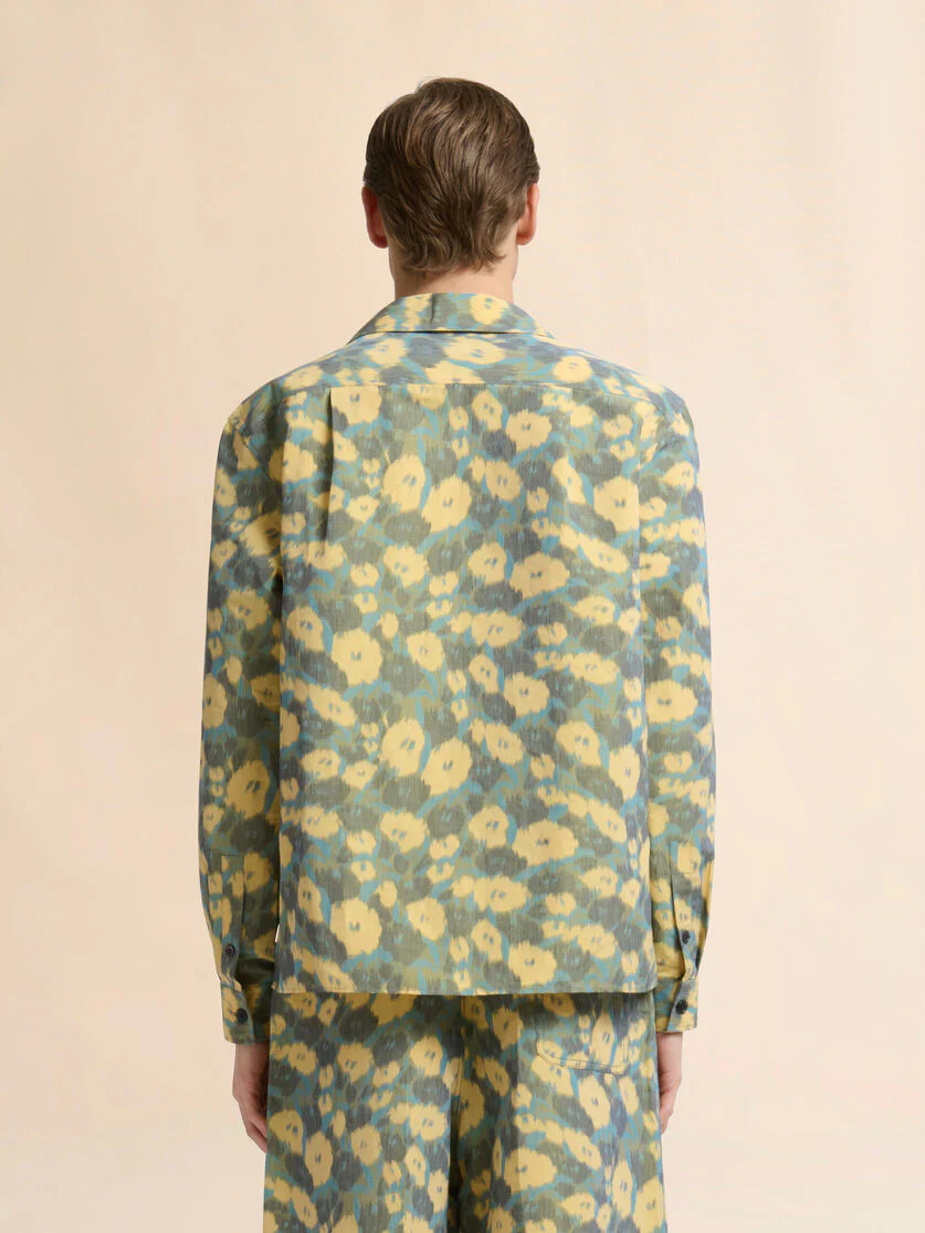 Green Linen Blend Shirt with Blurry Floral Print - Image 4