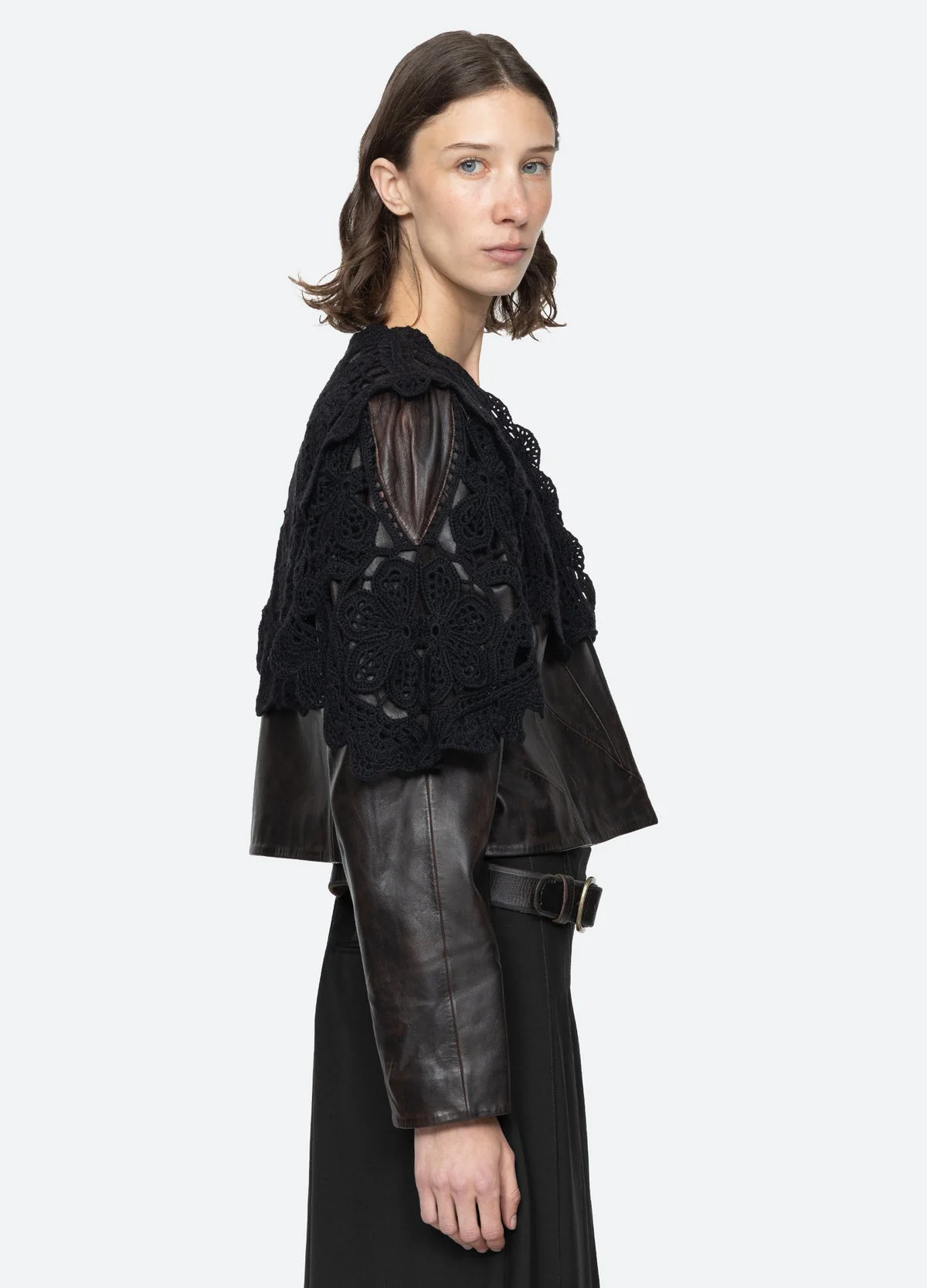 Gwen Leather Jacket Crochet Overlay - Image 2