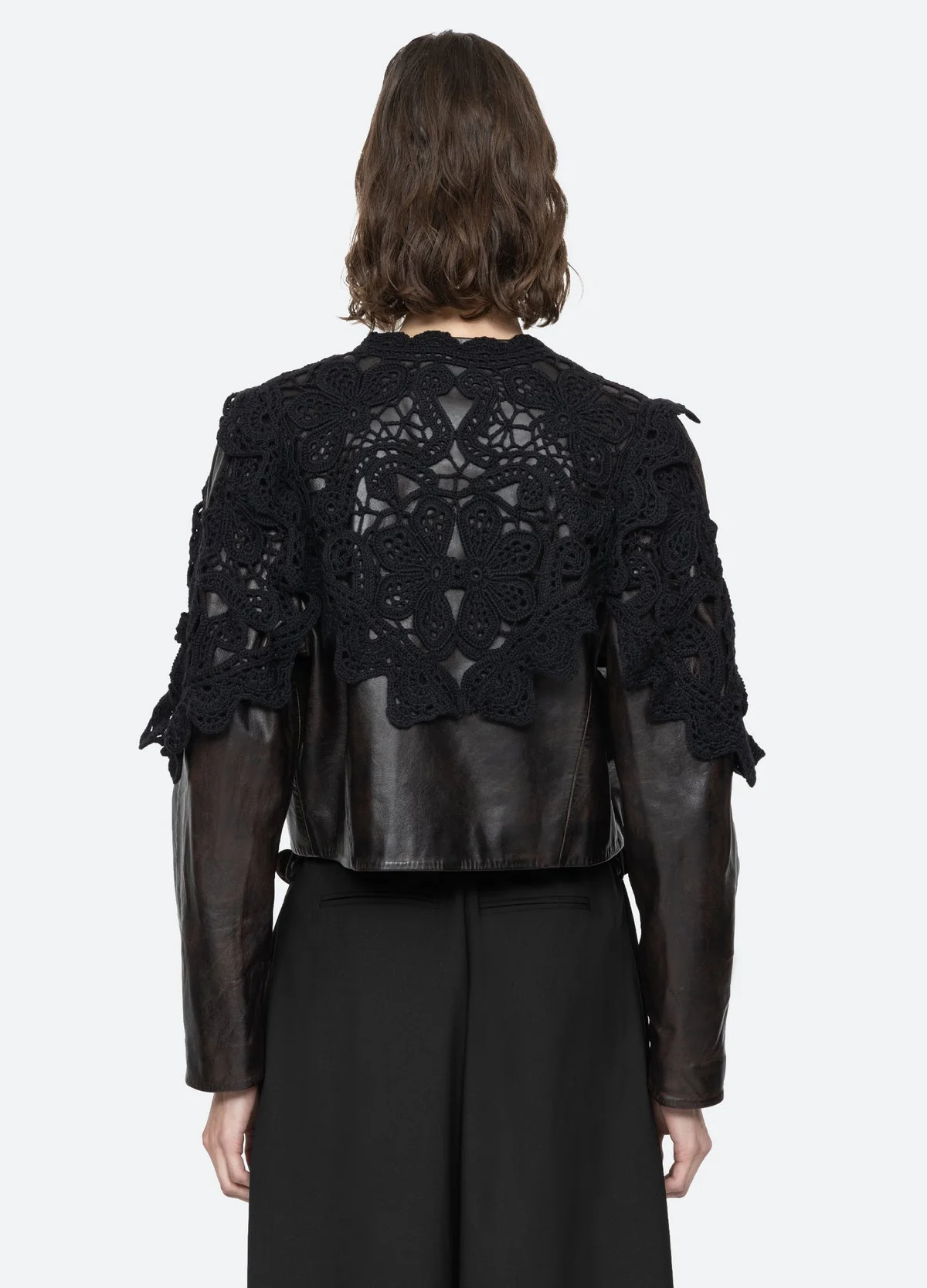 Gwen Leather Jacket Crochet Overlay - Image 3