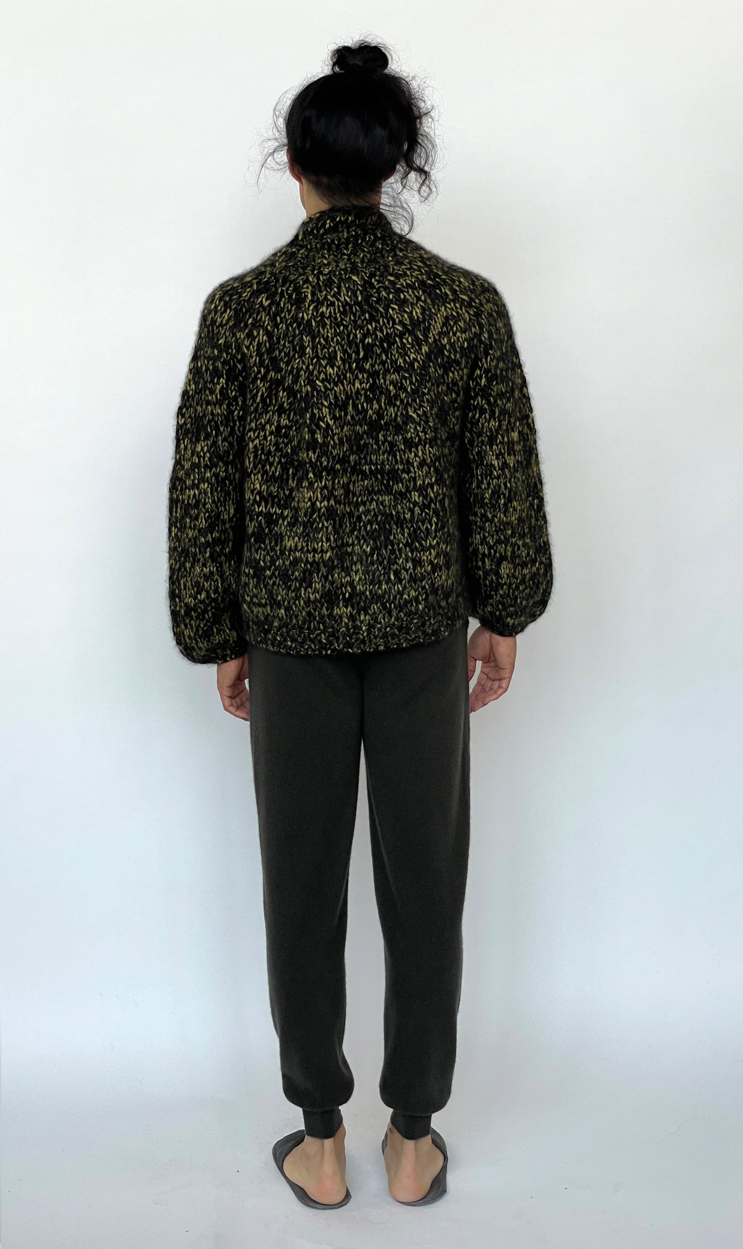 Hand Knit Cardigan Ochre Marl - Image 5