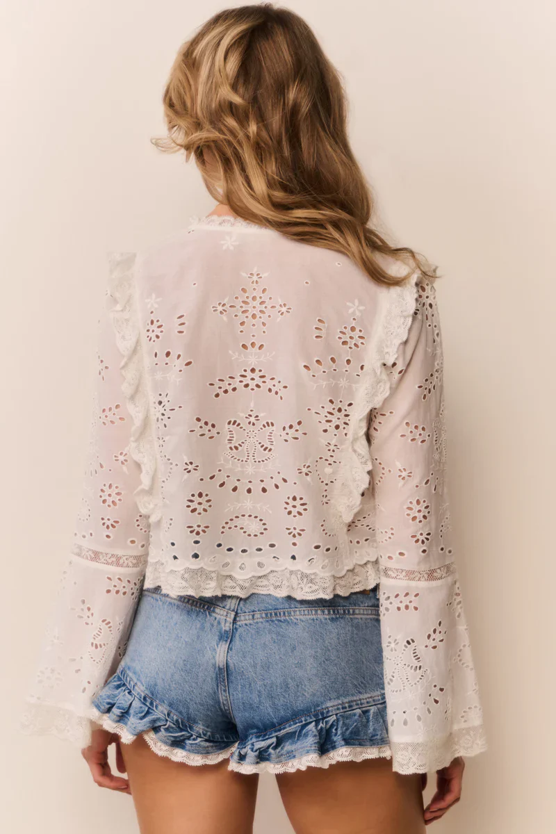 Hawthorn Cotton Eyelet Blouse White - Image 4