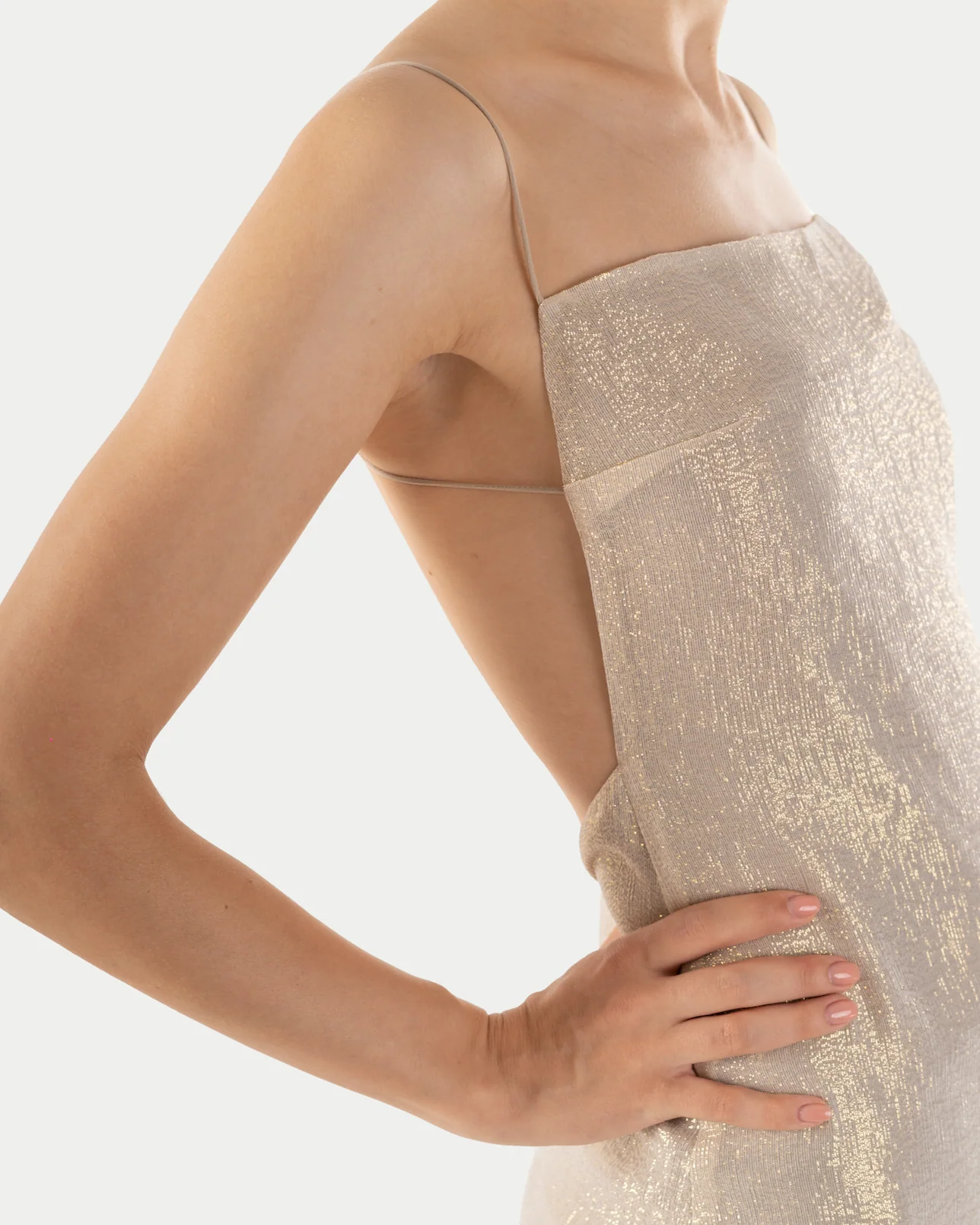 Holly Slip Dress Gold Lurex - Image 4