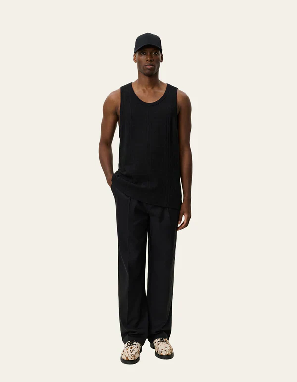 Huxley Pointelle Tank Top Black - Image 2