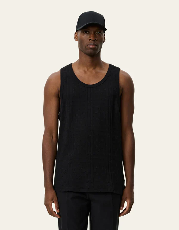 Huxley Pointelle Tank Top Black - Image 3