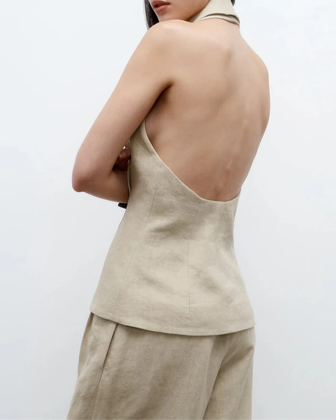 Kaitlyn Vest in Washed Linen Suiting - Image 3