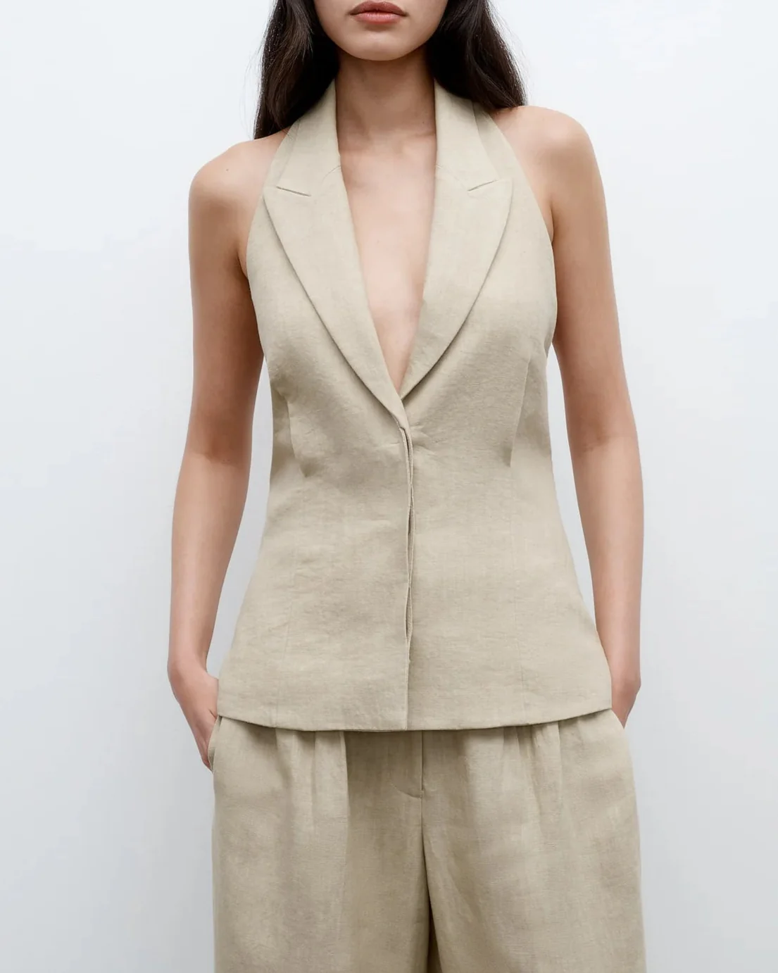 Kaitlyn Vest in Washed Linen Suiting - Image 4