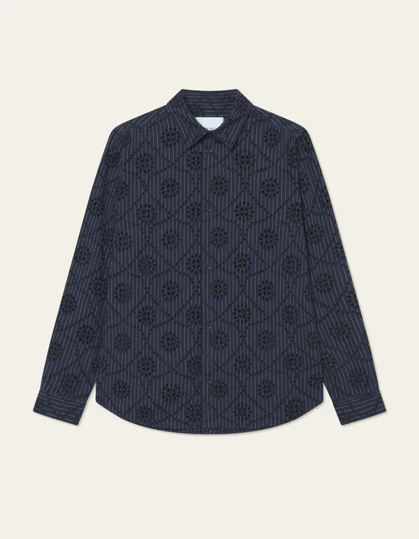 Kalen Anglaise Striped Shirt Dark Navy - Image 3