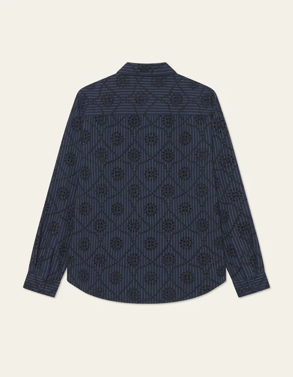 Kalen Anglaise Striped Shirt Dark Navy - Image 4