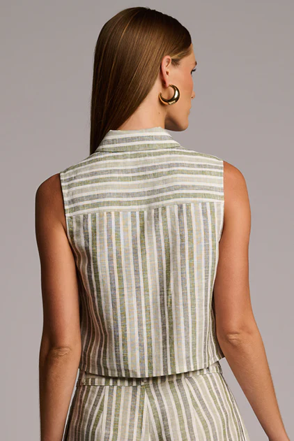 Katja Yarn Dyed Top Sage Stripe - Image 3