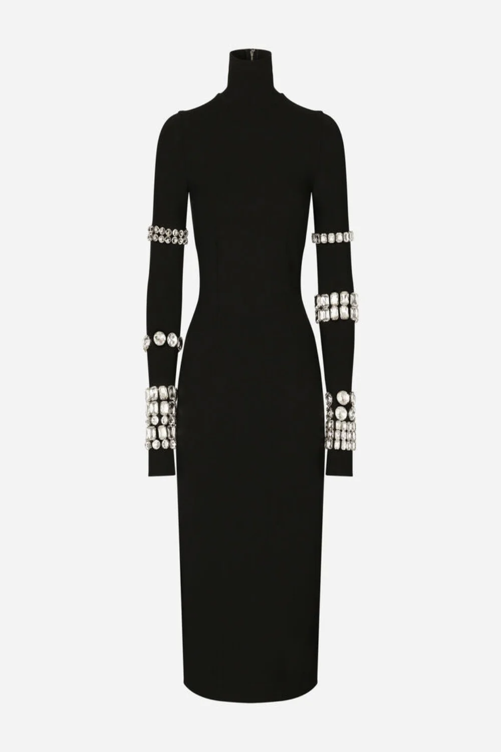 KIM DOLCE&GABBANA Calf-length dress in jersey Milano rib with rhinestones (Final Sale) - Image 2