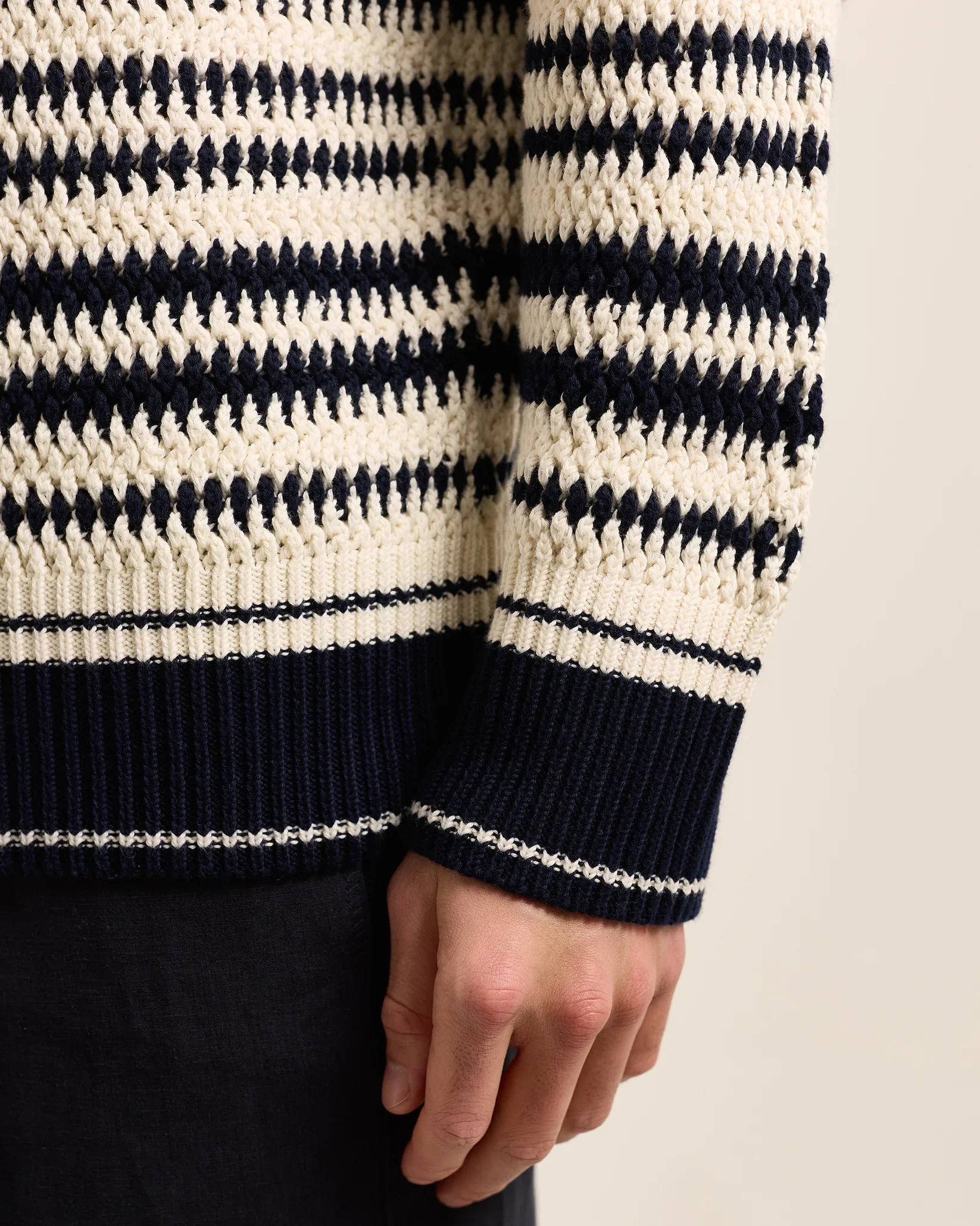 Kirk Stripe Jumper White Sand/ Night iris - Image 5