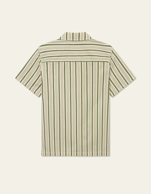 Klark Stripe Poplin SS Shirt Chive Green-Thai Curry (Final Sale) - Image 2
