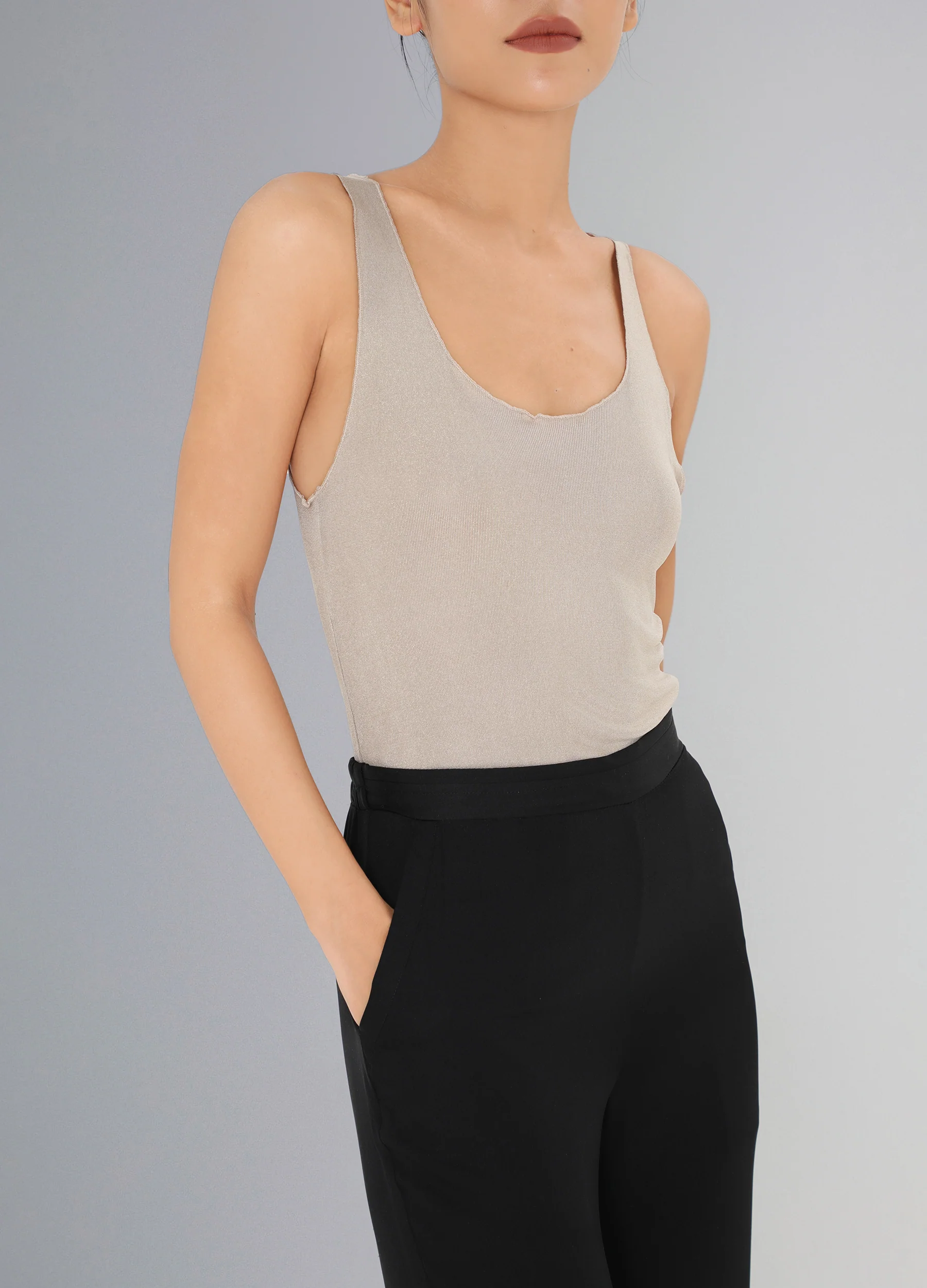 Knit Silk Tank Top Gold - Image 5