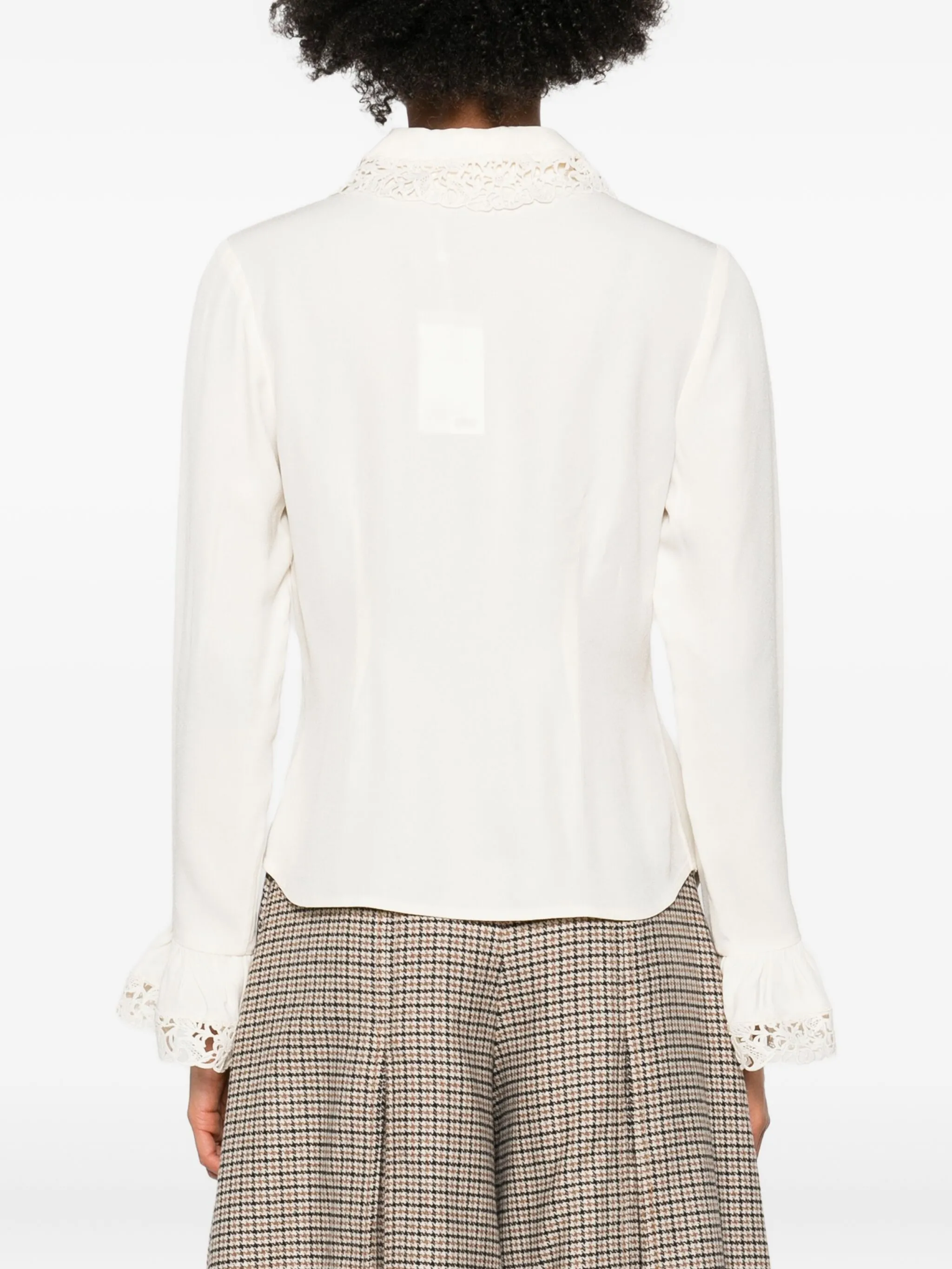 Lace Trim Shirt Cream - Image 4