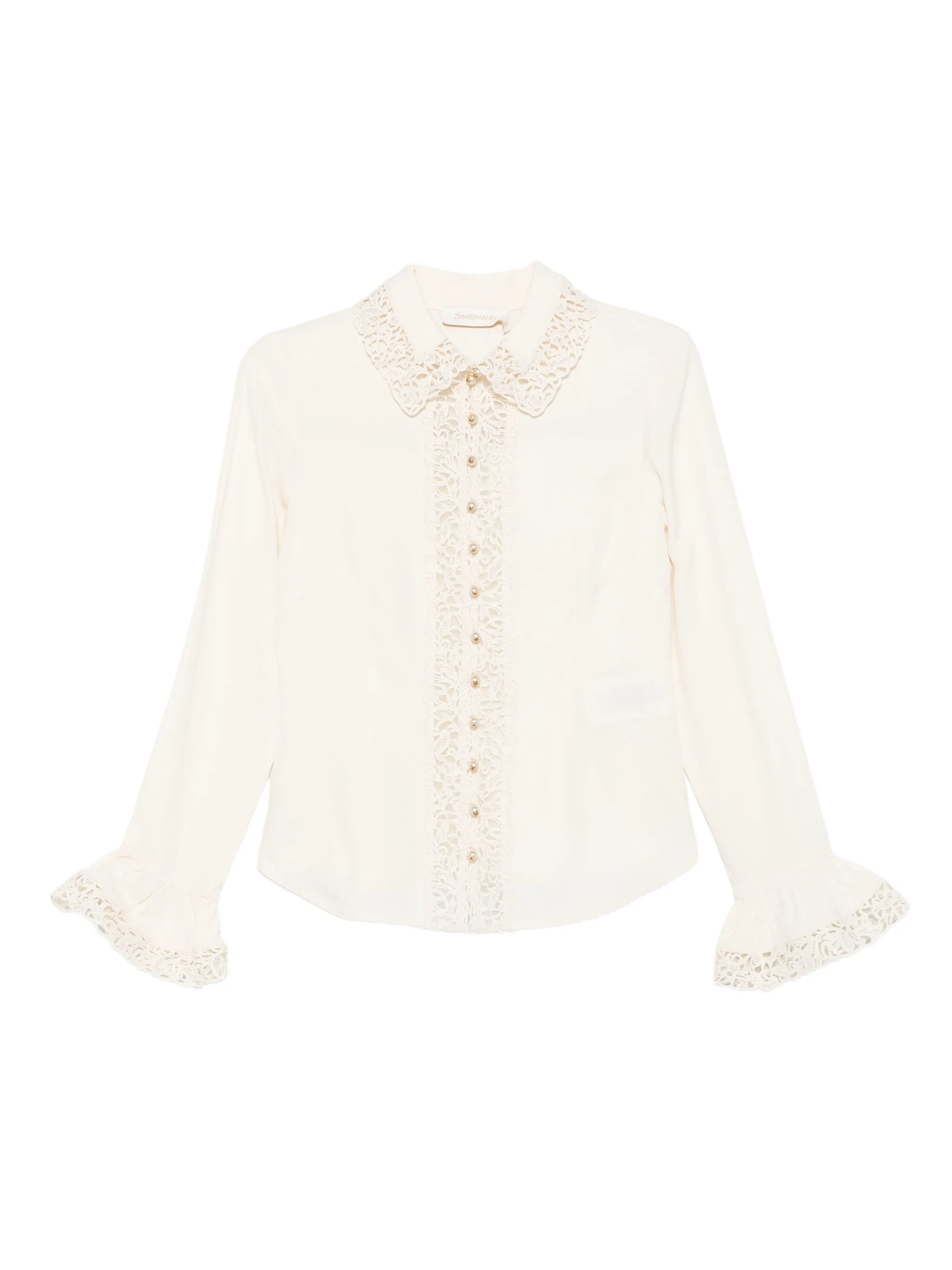 Lace Trim Shirt Cream - Image 5