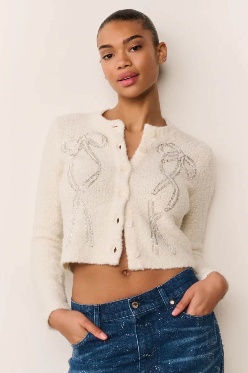 Leocadia Wool-Blend Embellished Cardigan - Image 2