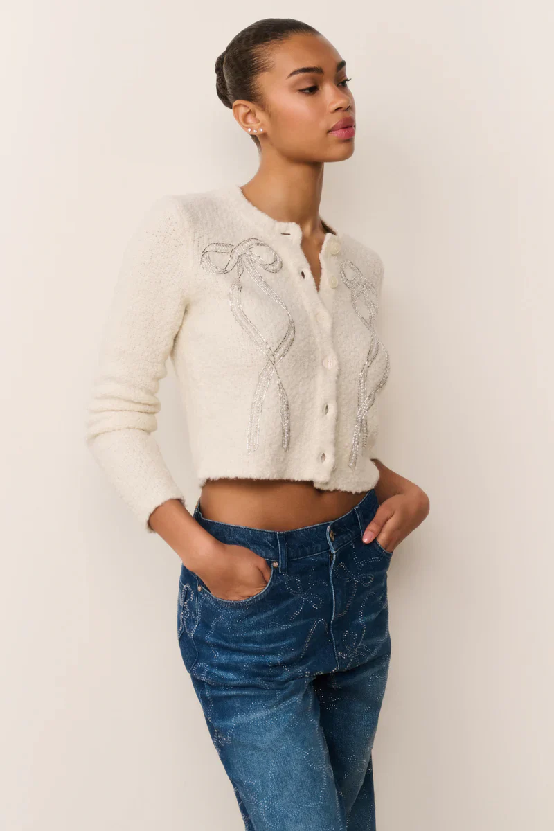 Leocadia Wool-Blend Embellished Cardigan - Image 3