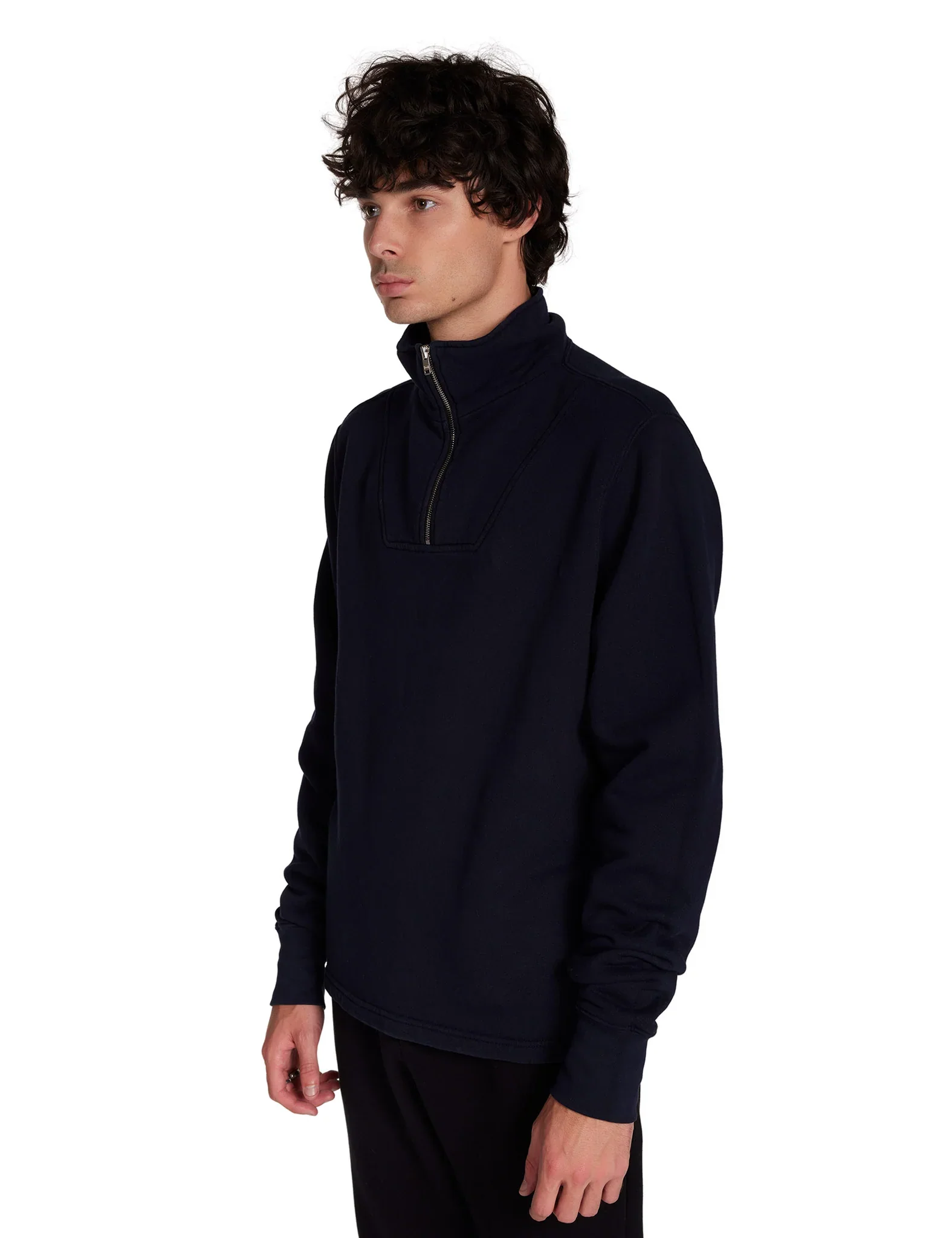 Pique Banded Half Zip Yacht Pullover Navy - Image 2