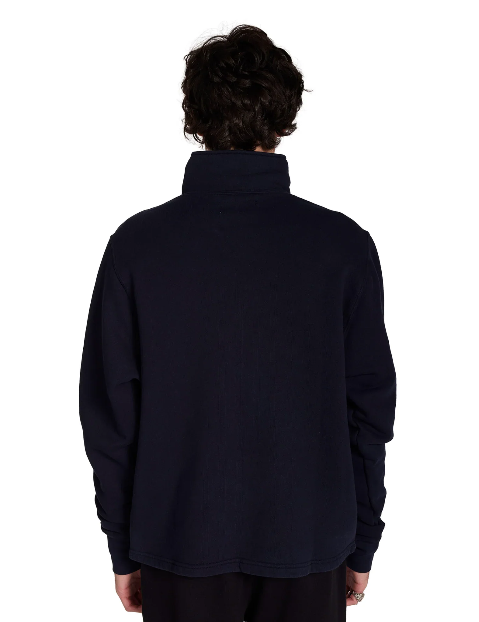 Pique Banded Half Zip Yacht Pullover Navy - Image 3