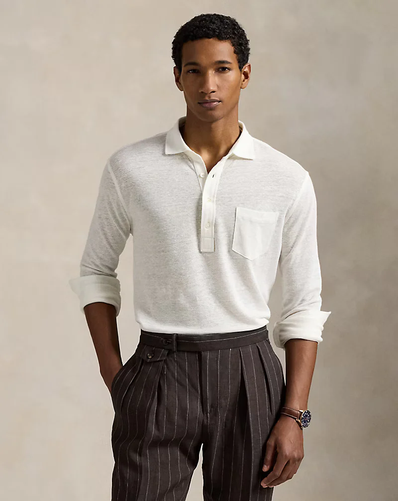 Linen Mesh Polo Shirt - Image 2