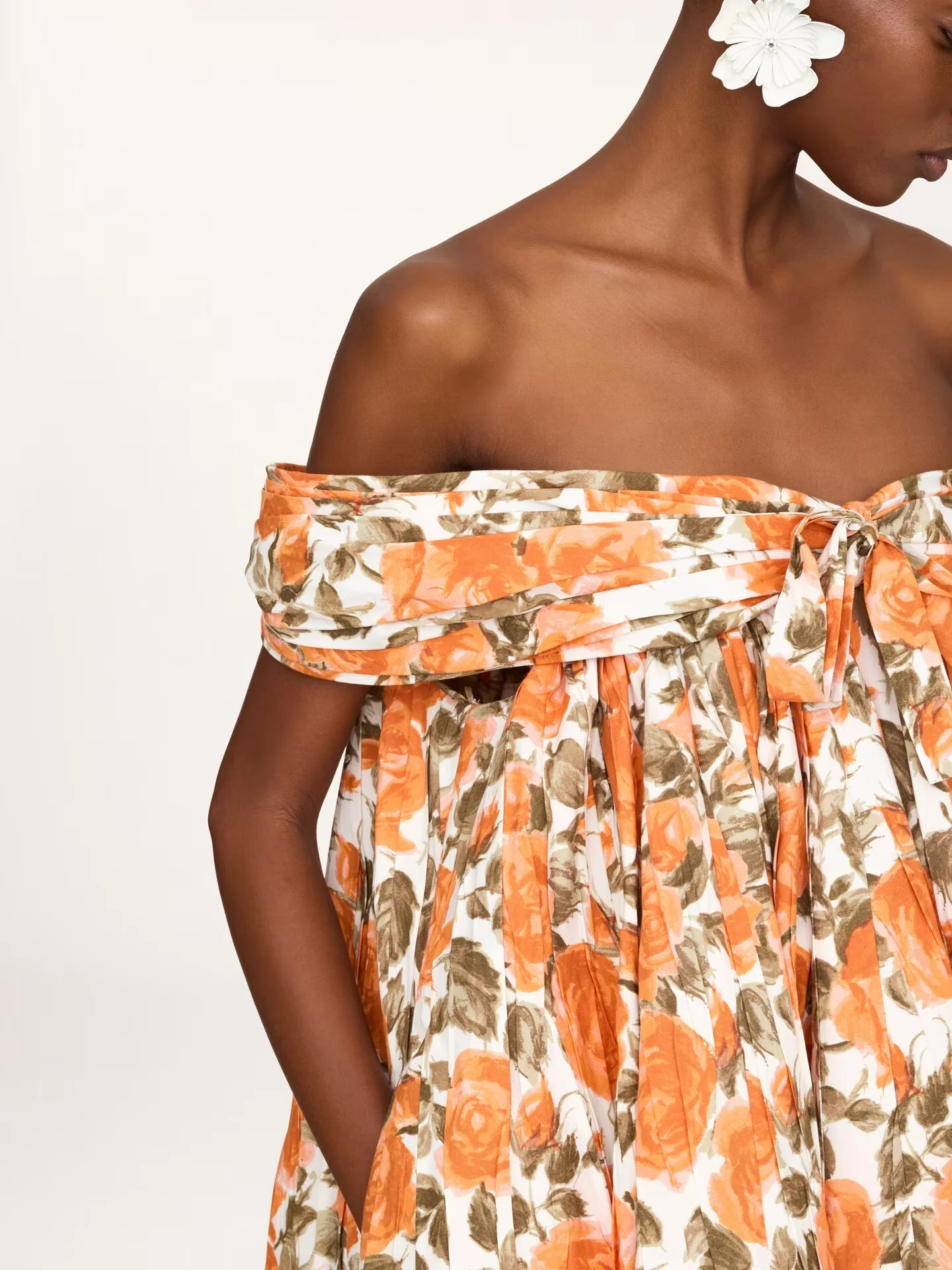 Off-the-shoulder mini dress in cotton poplin - Image 3