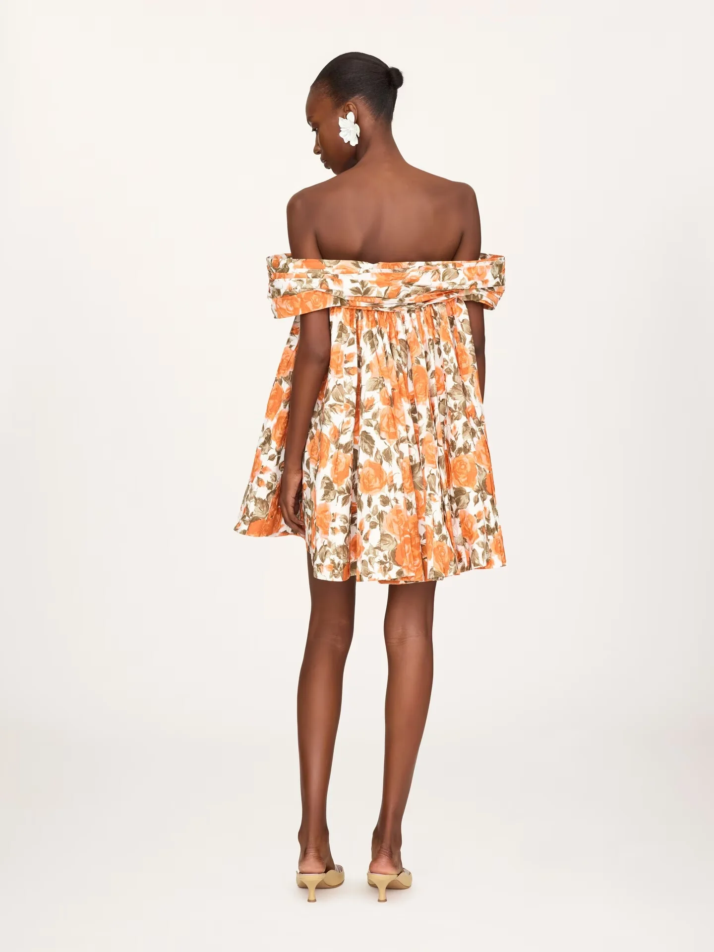 Off-the-shoulder mini dress in cotton poplin - Image 4