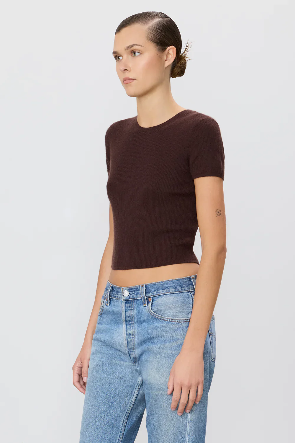 Rib Stitch Baby Tee Espresso - Image 3
