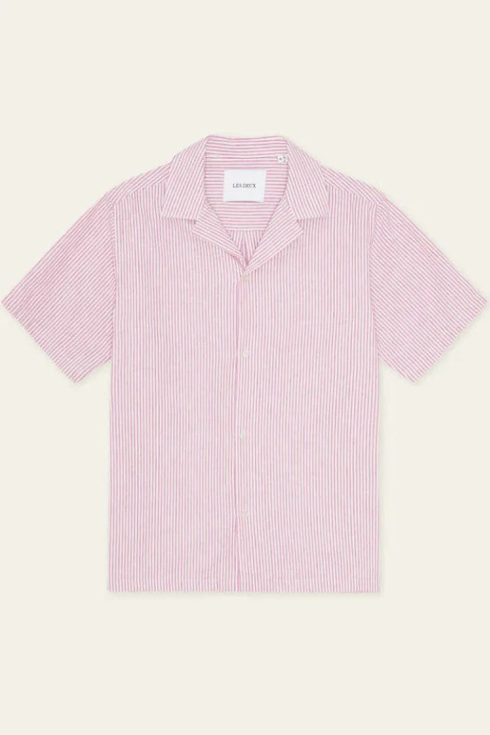 Lukas Stripe Cotton Linen SS Shirt Crocus Pink