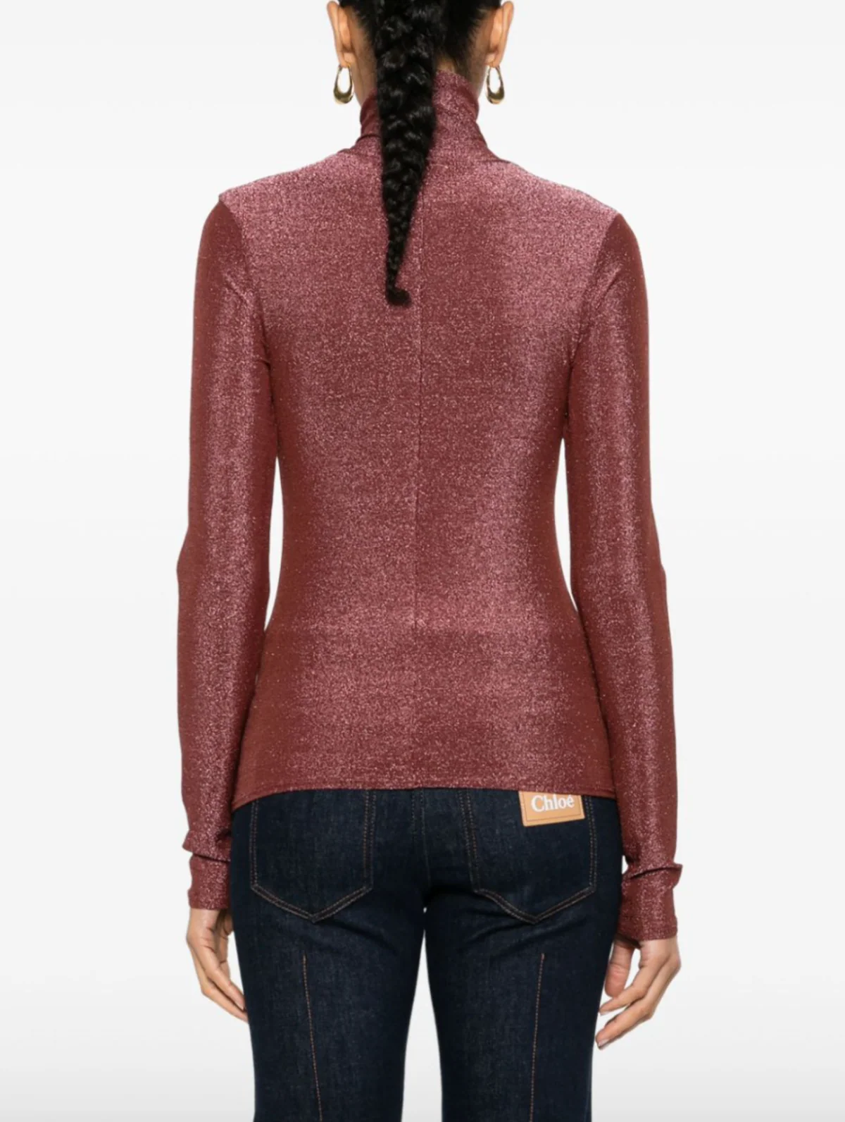 Lurex Jersey Turtleneck T-Shirt Blush - Image 3