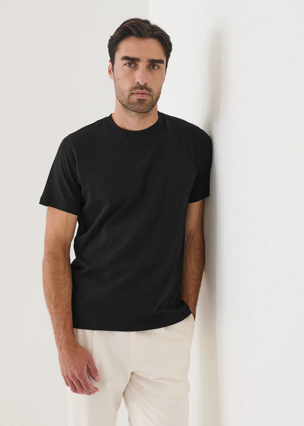 Luxury SS Pima Crew T-Shirt Black - Image 3