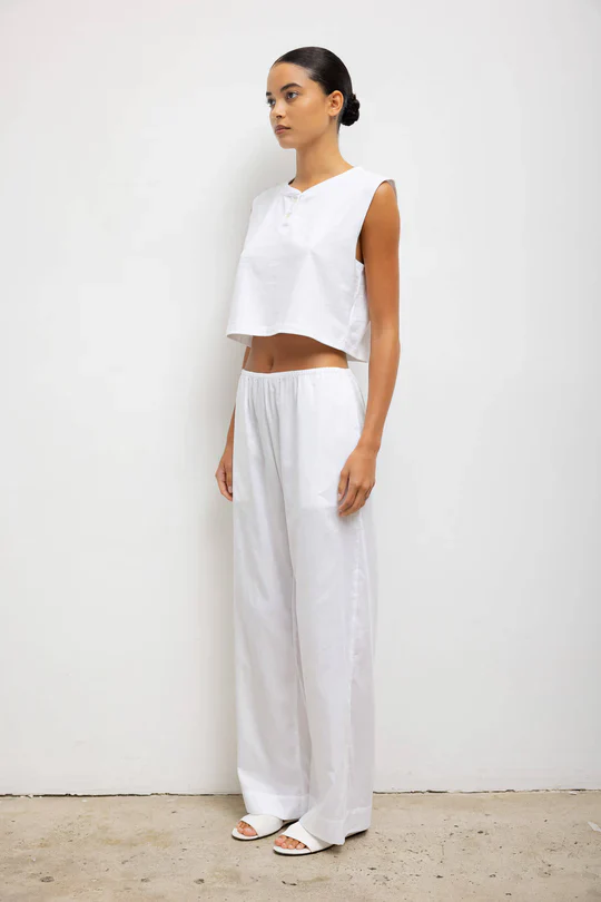 Margo Sleeveless Henley White - Image 2
