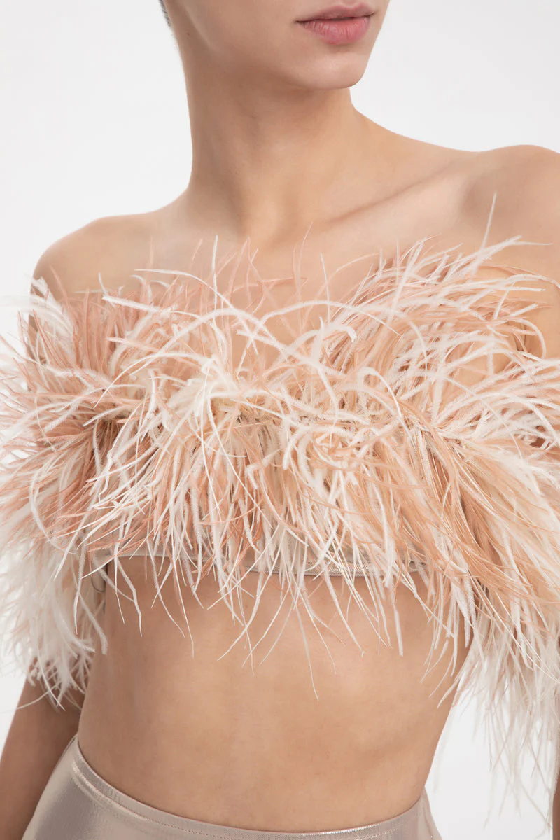 Metallic Strapless Feather Bikini (Final Sale) - Image 3