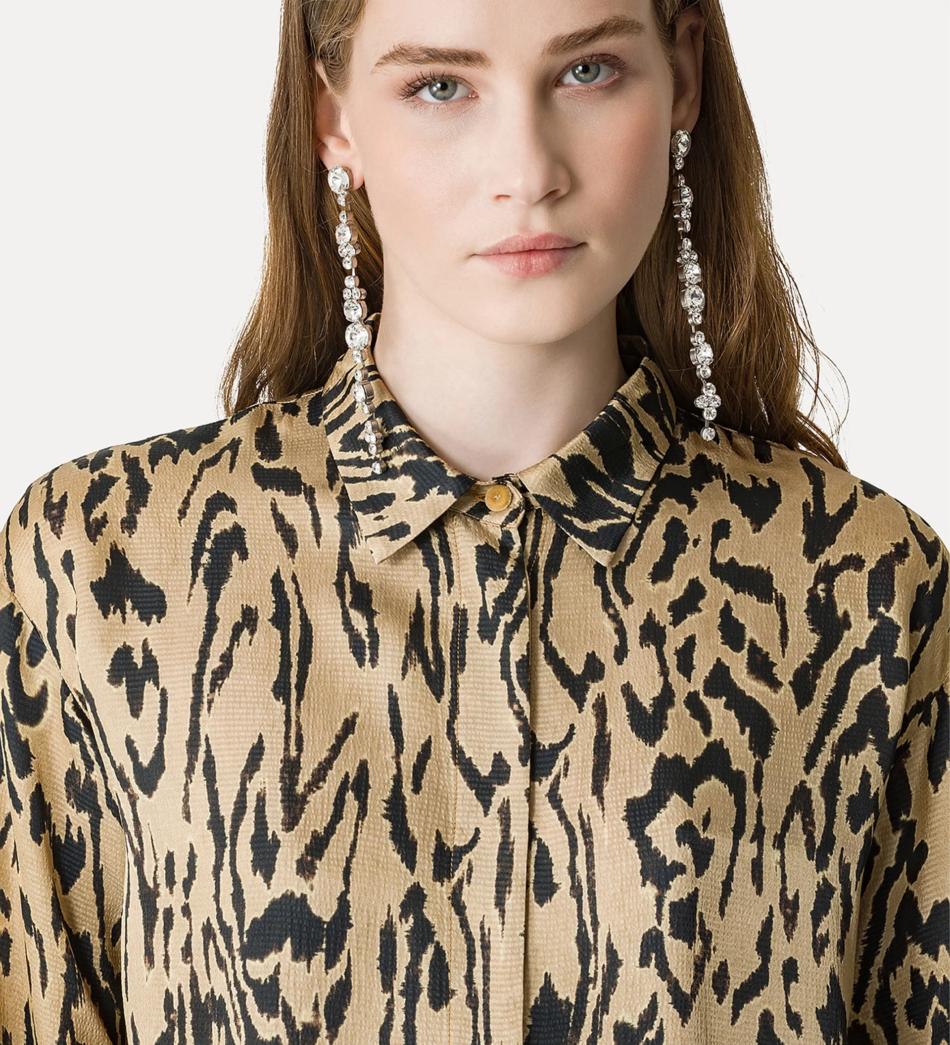 "Moiree" Print Satin Oversized Shirt - Image 3