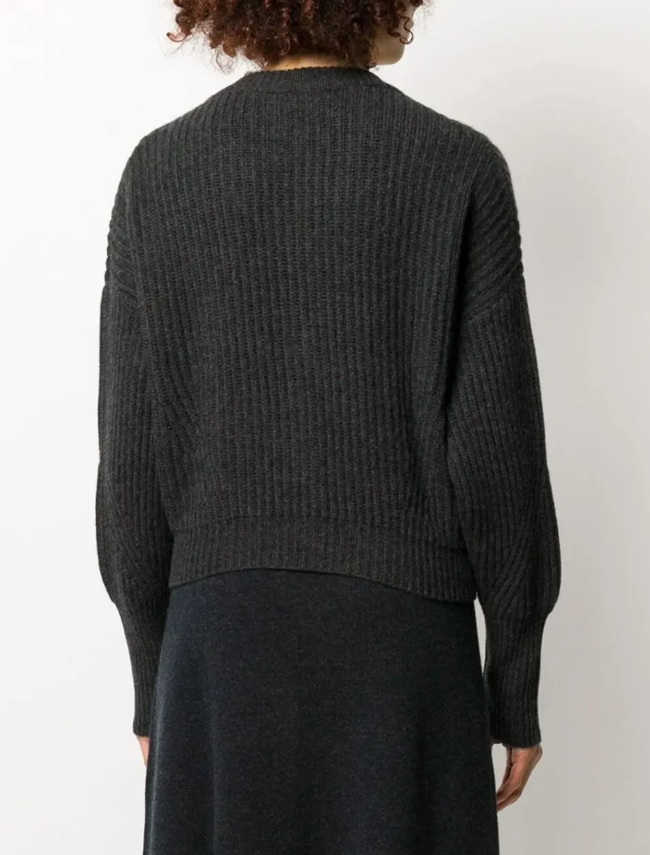 Monaco Short Ribbed Cardigan Charcoal - Image 4