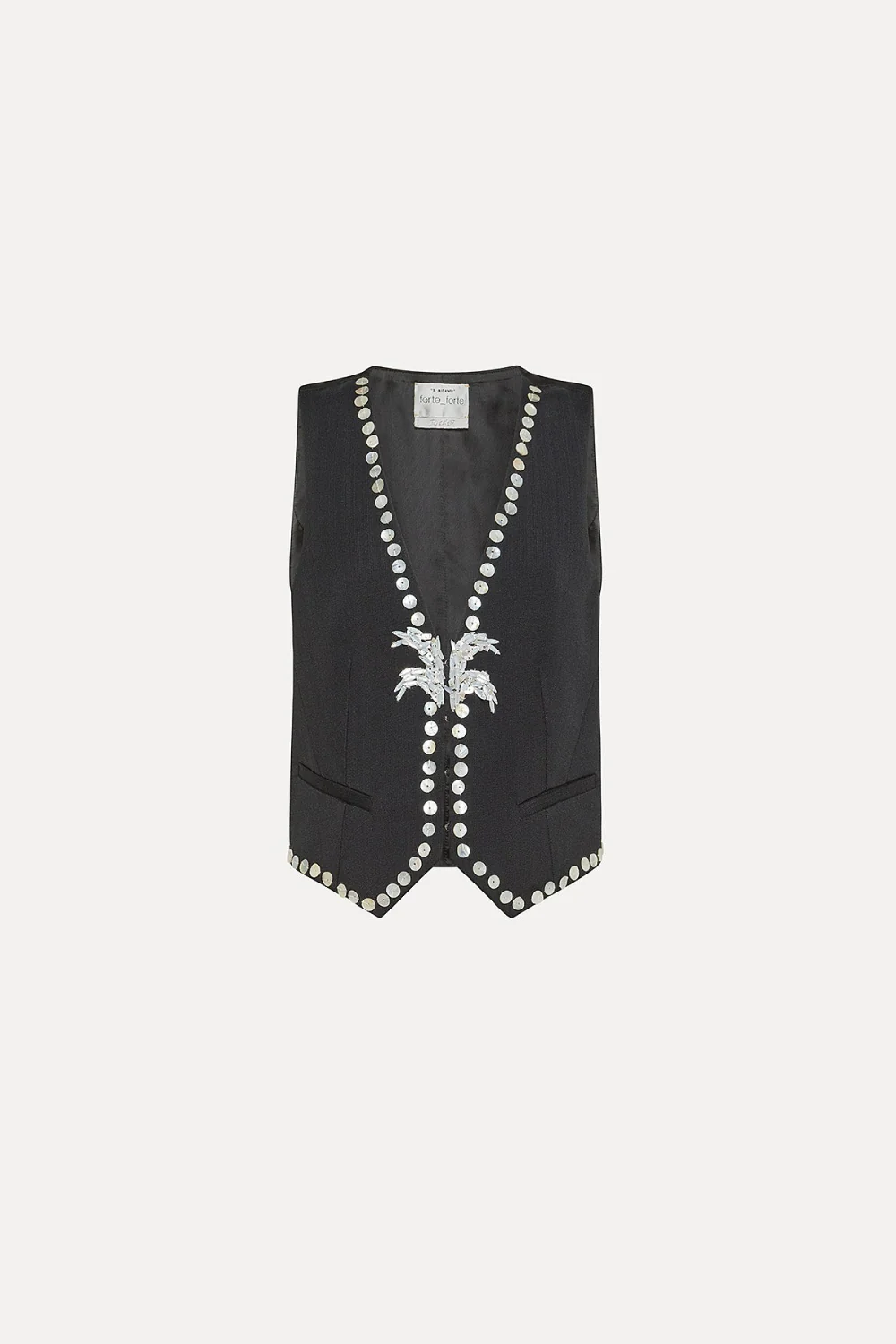 Viscose Wool Slub Pearl Embroidered Vest (Final Sale) - Image 3