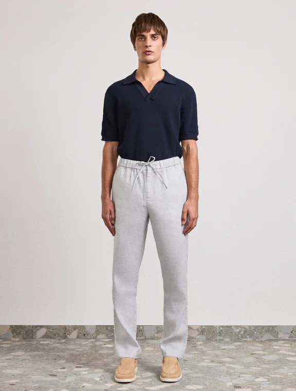 Oscar Linen Chinos Light Melange Grey - Image 2