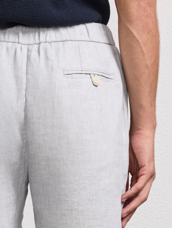 Oscar Linen Chinos Light Melange Grey - Image 3