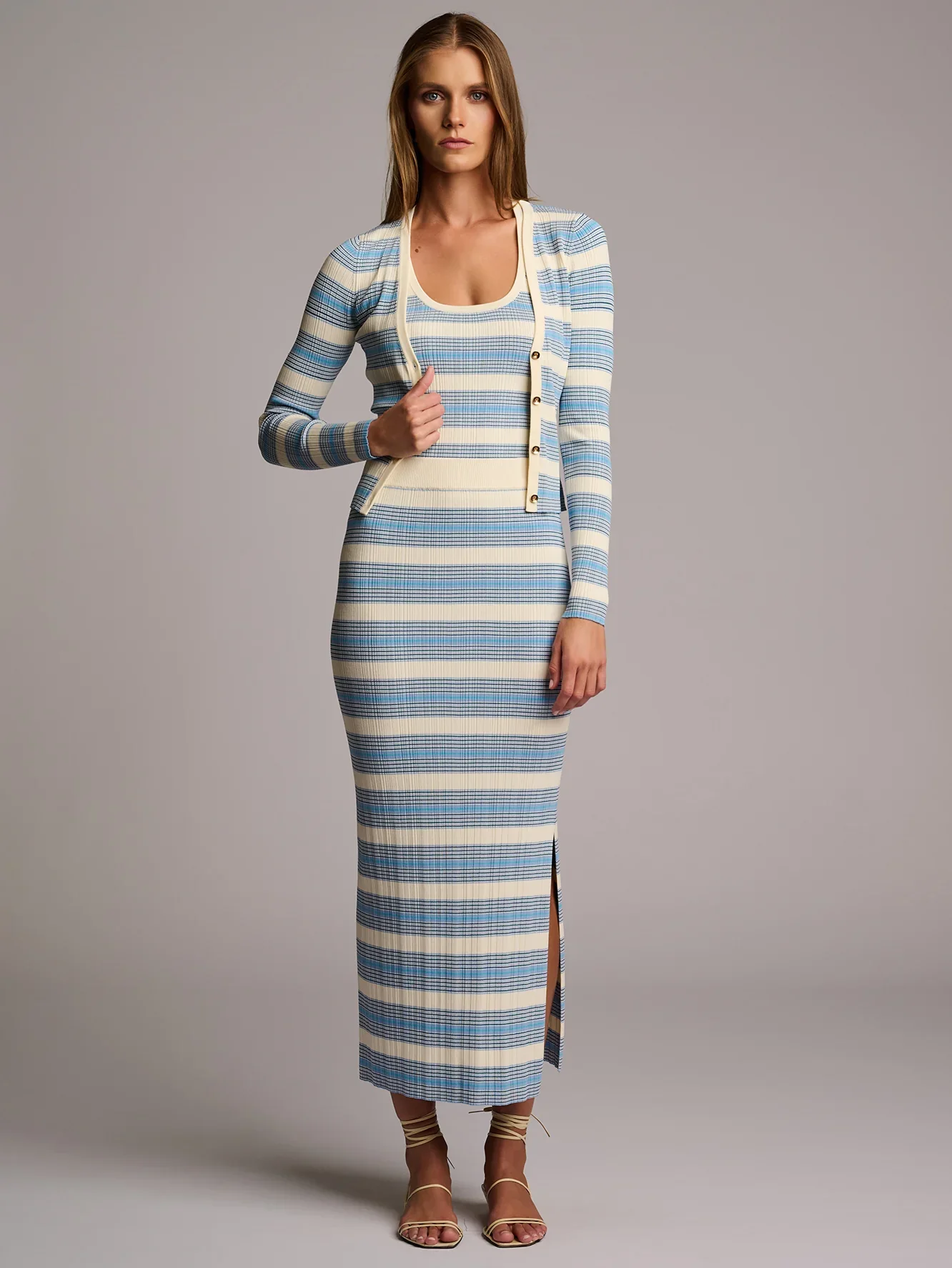 Pearl Cardigan Blue Stripe - Image 2
