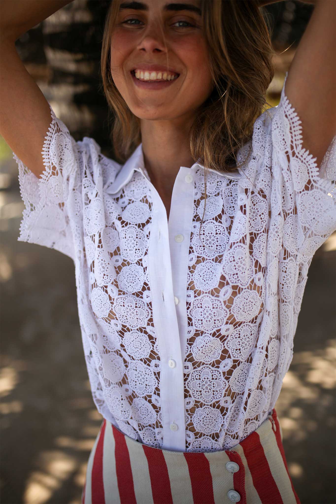 Petunia Doily Lace Blouse Pure White - Image 3