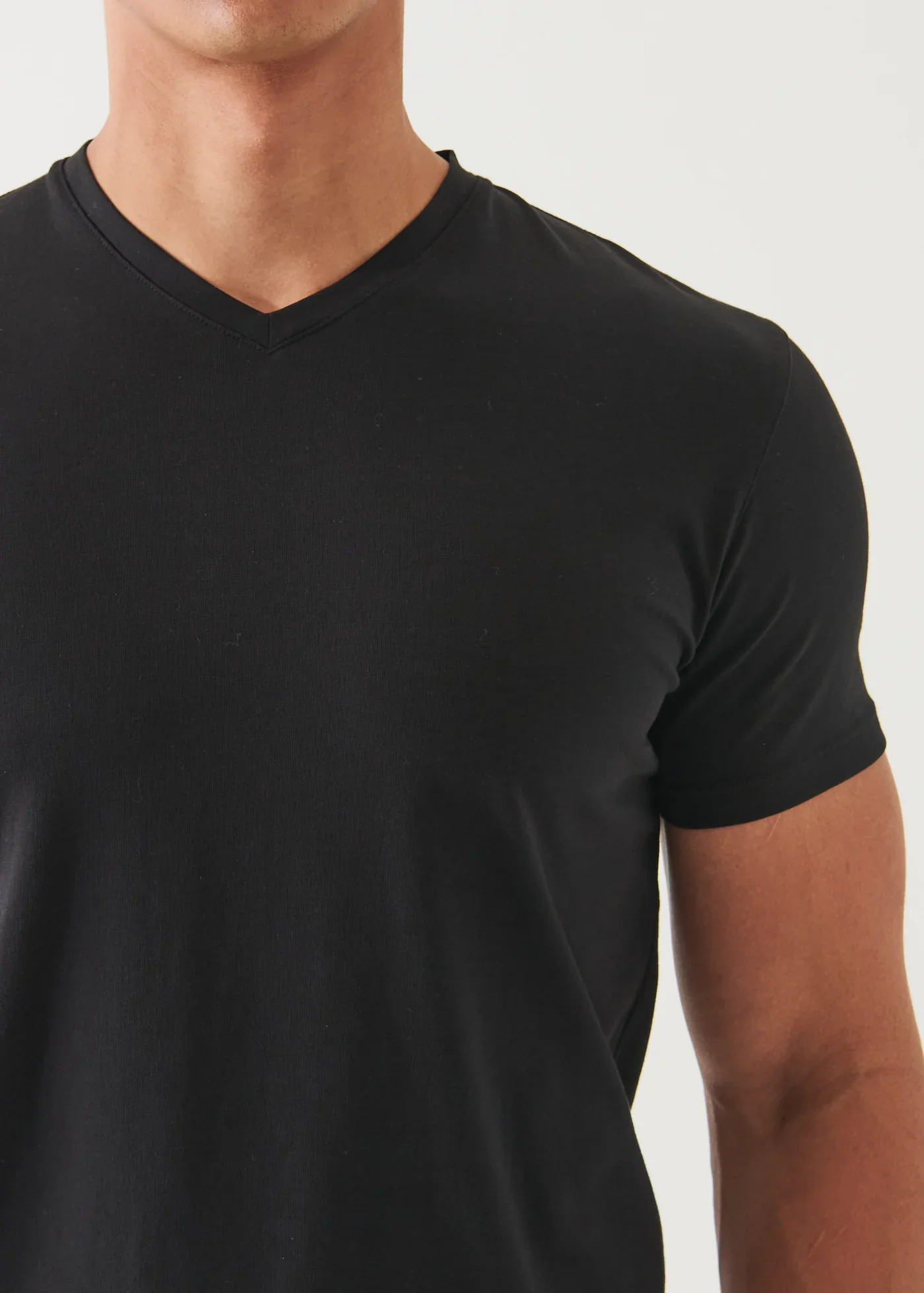 Pima Cotton Stretch V-Neck T-Shirt Black - Image 4