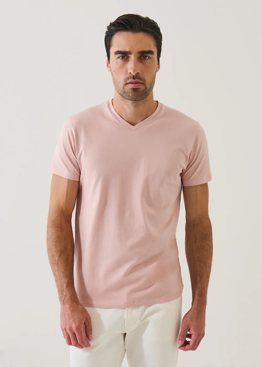 Pima Cotton Stretch V-Neck T-Shirt Rose Smoke - Image 2